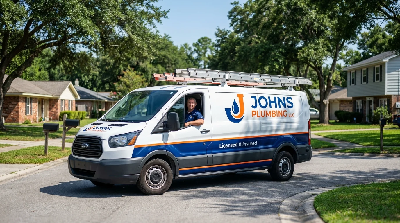 Johns Plumbing LLC service van in Osceola, IA