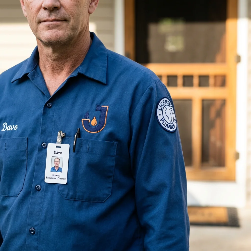 Licensed plumber showing ID badge in Osceola, IA