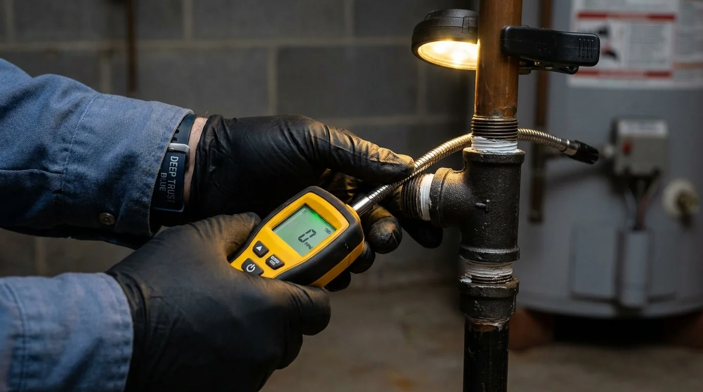 Gas leak detection with electronic sniffer by Johns Plumbing LLC in Osceola